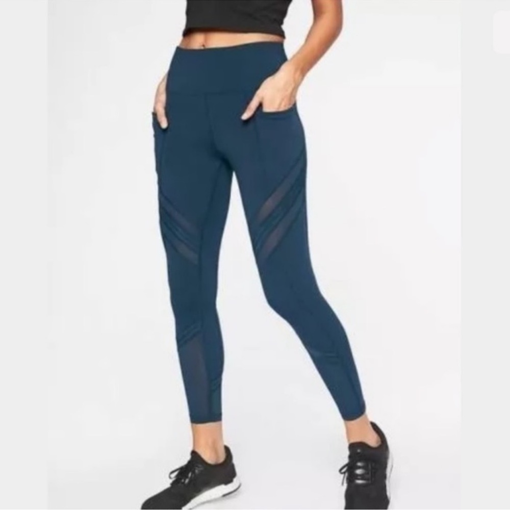 ATHLETA Up For Anything Mesh 7/8 Tight Teal Size XS